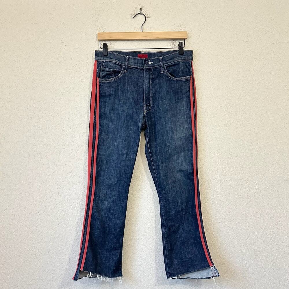 MOTHER Insider Crop Step Fray Jeans Blue Speed Racer Denim Bootcut